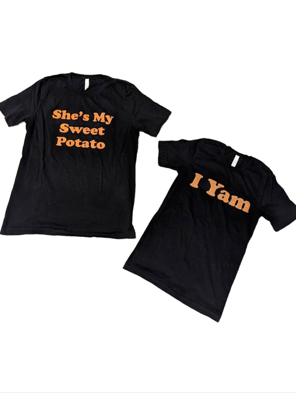 Matching Tees Couple's T-Shirts Holiday Fall Thanksgiving L XS S M Black Orange